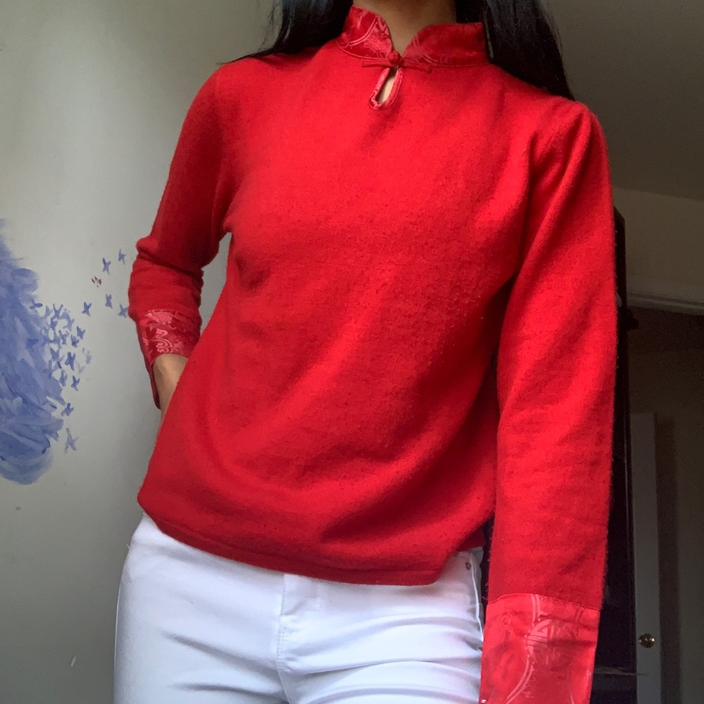 Red fleece sweater
